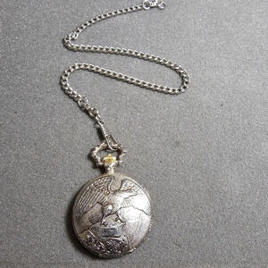 VINTAGE MADISON BY MATHEY-TISSOT  Quartz Eagle Pocket Watch With Chain Working s